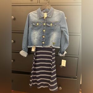 Guess Kid Navy Strip Y GR7-16 Dress size Medium (10/12) new with tags